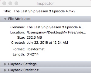 MPlayer OSX Extended 16.1 : Inspector Window