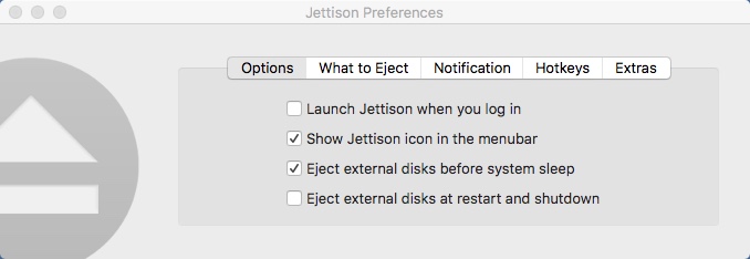 Jettison 1.6 : Preferences Window