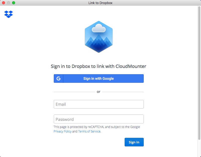 CloudMounter 3.2 : Linking To Dropbox Account