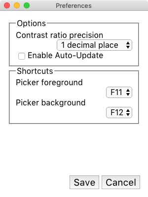 Colour Contrast Analyser 1.2 : Preferences
