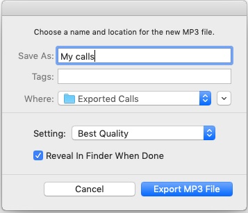 Ecamm Movie Tools 1.1 : Export Menu