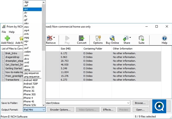 Prism 2 2.7 : Prism Video File Converter output options screenshots