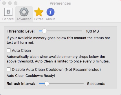 Memory Clean 2 1.6 : Configuring Advanced Settings