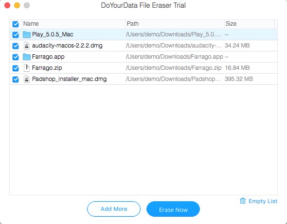 DoYourData File Eraser 2.0 : Add Files to Erase