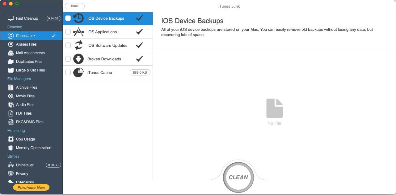 OS Cleaner 3.1 : IOS Device Backups
