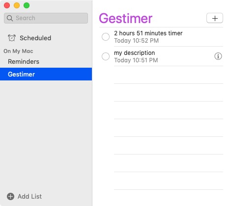 Gestimer 1.2 : Synced with Reminder