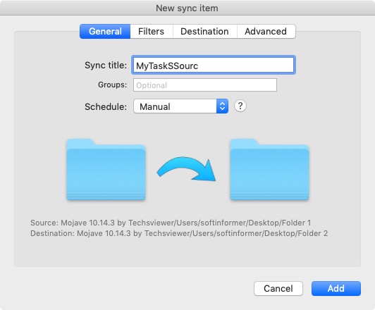 SyncTime 3.2 : New Sync Item - General