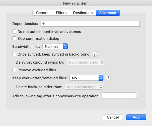 SyncTime 3.2 : New Sync Item - Advanced