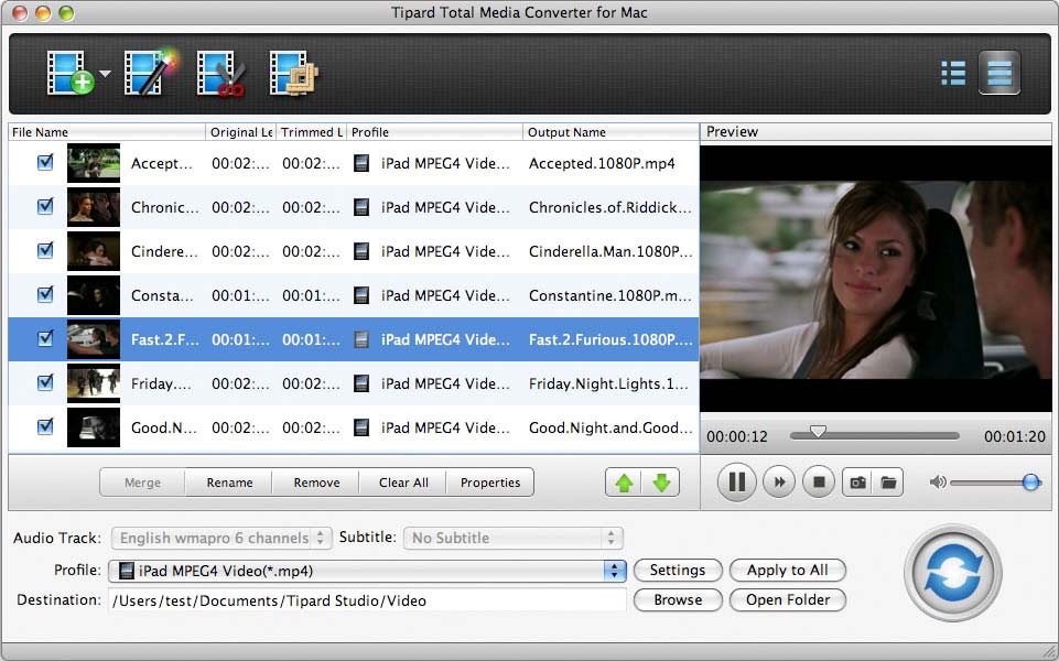 Tipard Total Media Converter for Mac 9.1 : Main Window
