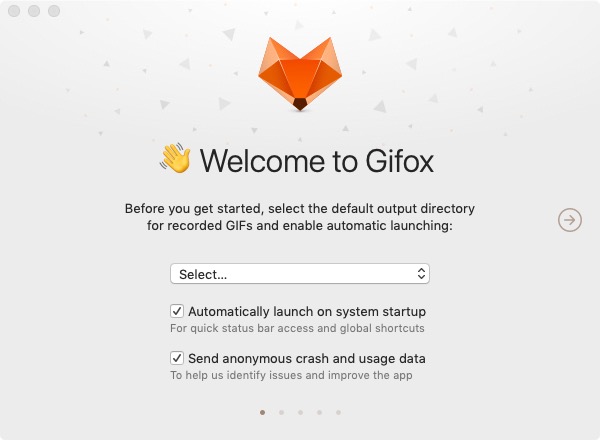 Gifox 1.6 : Welcome Screen