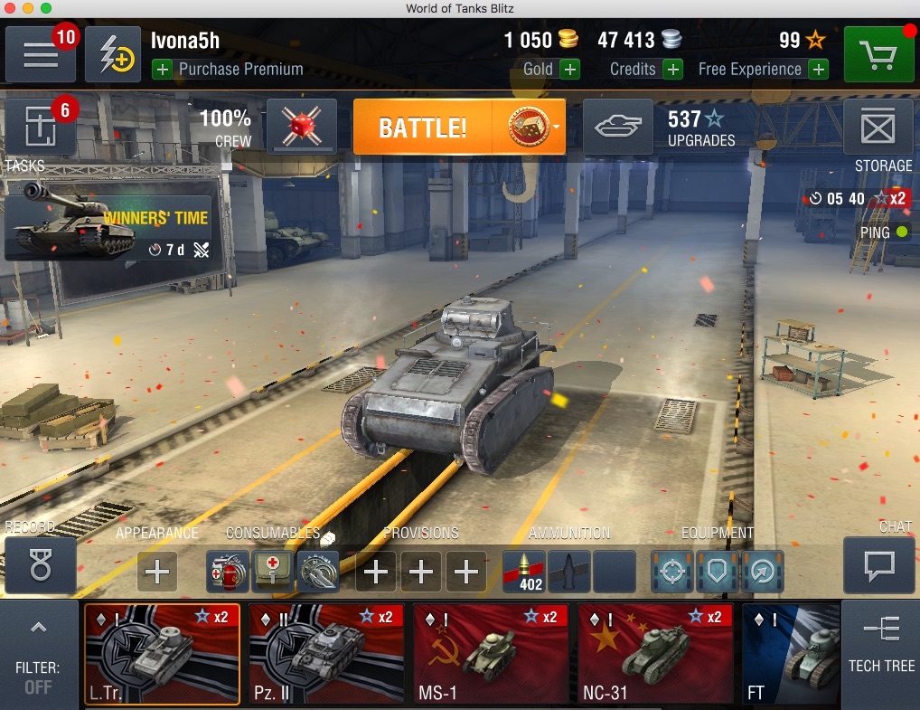 World of Tanks Blitz 4.9 : Main Menu