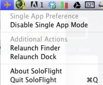 Single app mode enabled menu