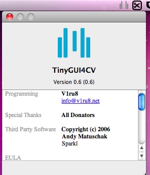 TinyGUI4CV 0.6 : Main window
