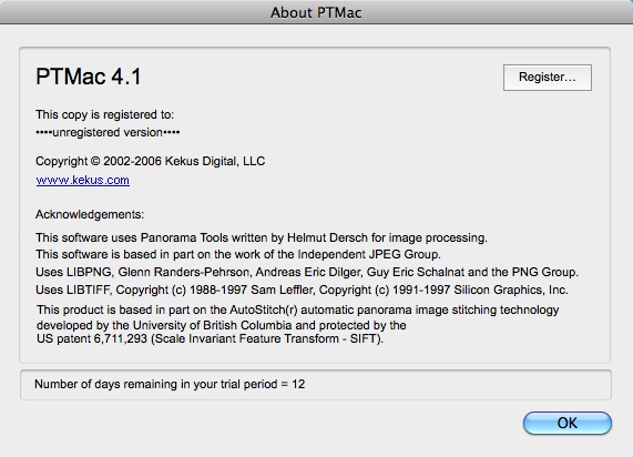 PTMac 4.1 : About window