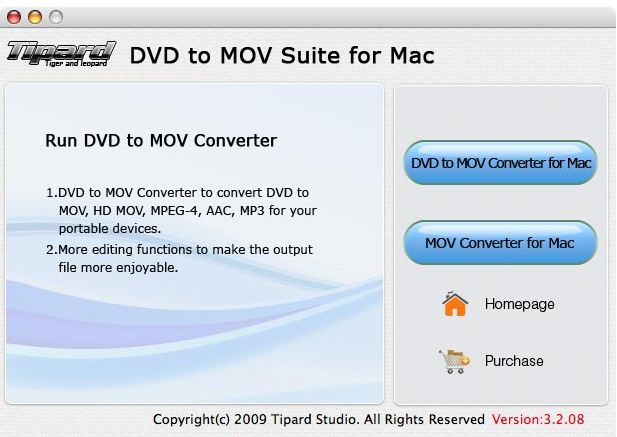 Tipard DVD to MOV Suite for Mac 3.2 : General view