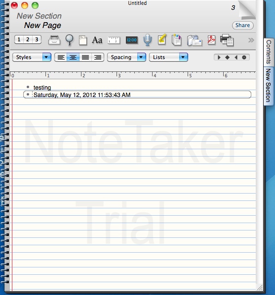 NoteTaker 2.7 : Main Window