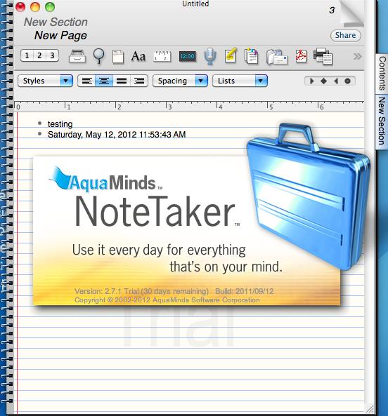 NoteTaker 2.7 : About Window