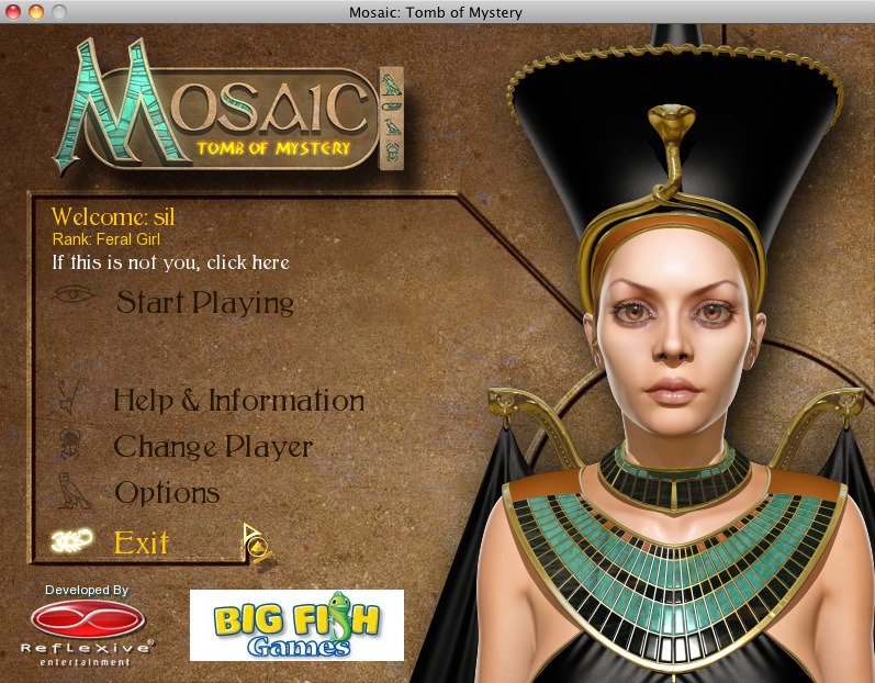 Mosaic: Tomb of Mystery 2.0 : Main menu