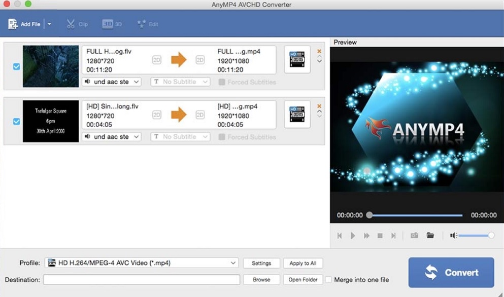 AnyMP4 AVCHD Converter 6.3 : Main Screen