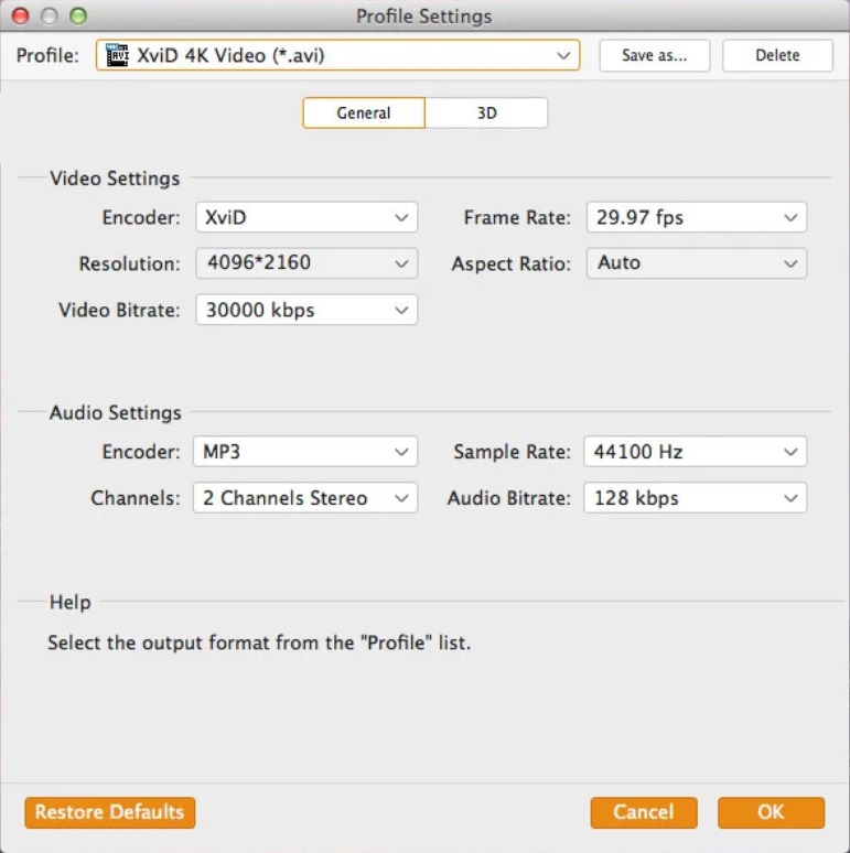 Video Converter Platinum 6.7 : Profile Settings