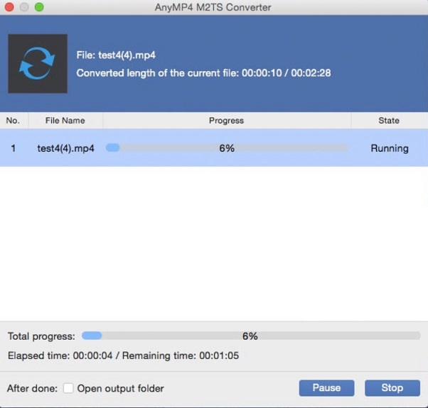 AnyMP4 M2TS Converter 6.3 : Converting