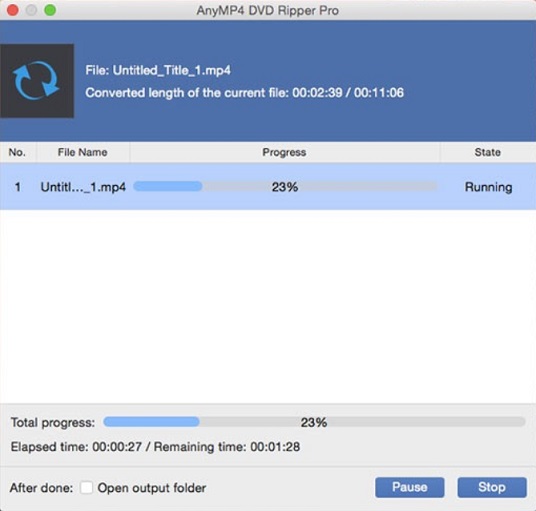 AnyMP4 DVD Ripper Pro 6.3 : Processing 