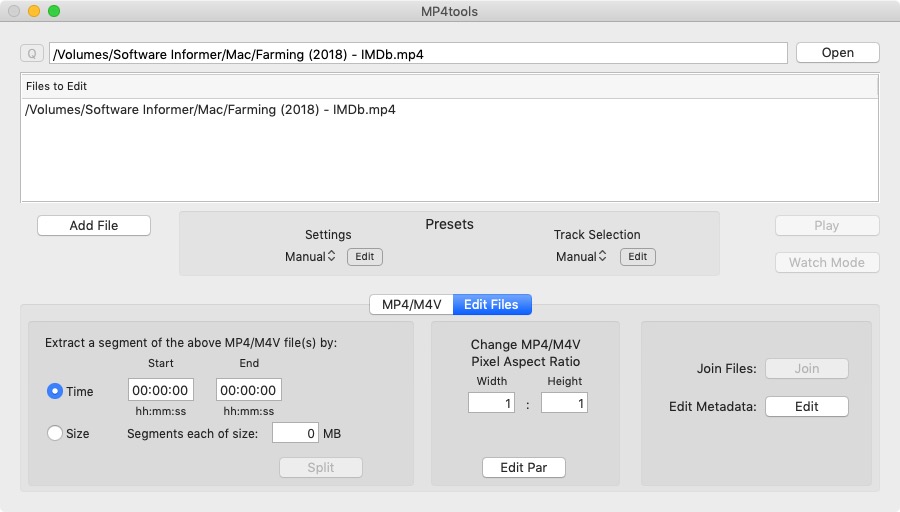 MP4tools 3.7 : Main Screen - Edit Files