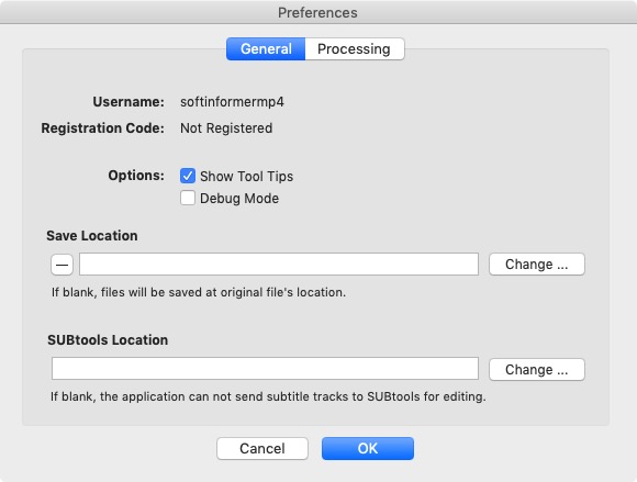 MP4tools 3.7 : General Preferences 