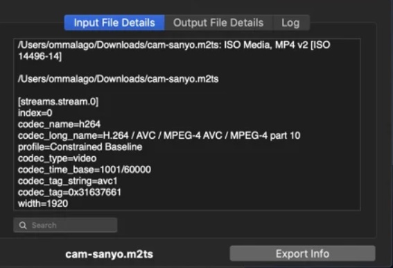 AVCHD to Mov 2.2 : Input File Details
