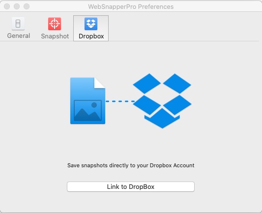 WebSnapperPro 2.3 : Dropbox Preferences