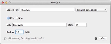 YPtoCSV 1.0 : Main window