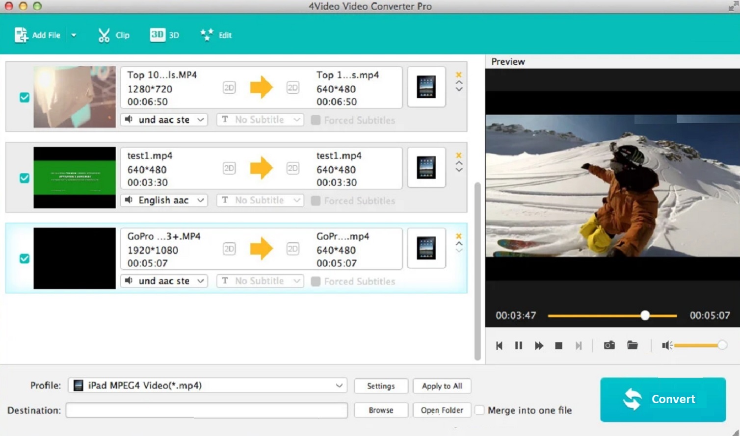 4Video Video Converter Pro 5.3 : Main Screen