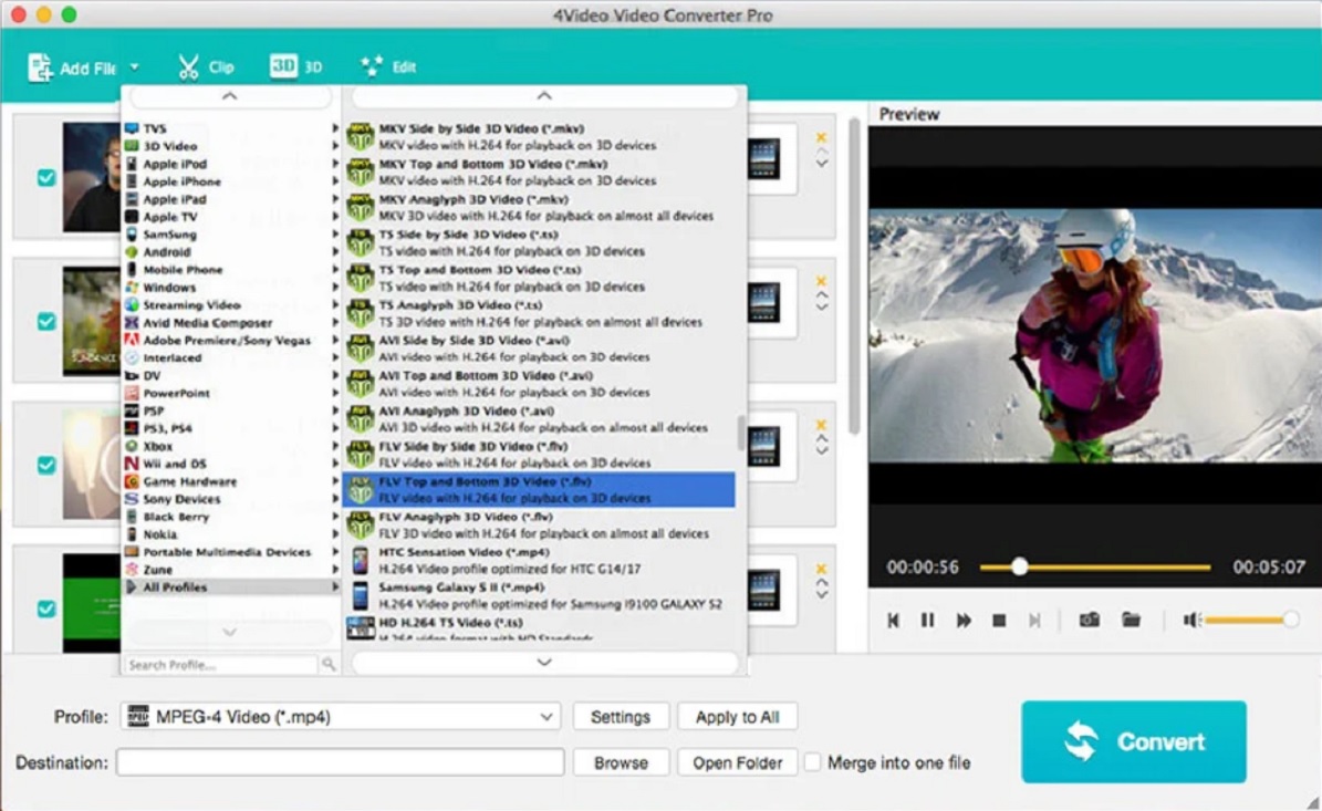 4Video Video Converter Pro 5.3 : Pick Output Profile