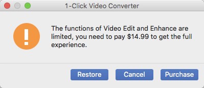 1-Click Video Converter 6.3 : Free Limits Window