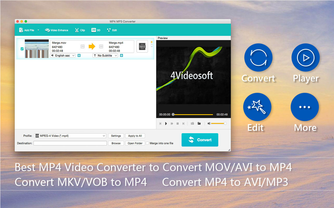 MP4 MP3 Converter 5.2 : Main Window