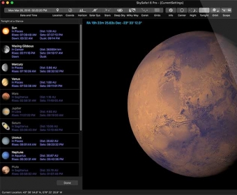 SkySafari 6 Pro Tonight At A Glance Mars Screenshot