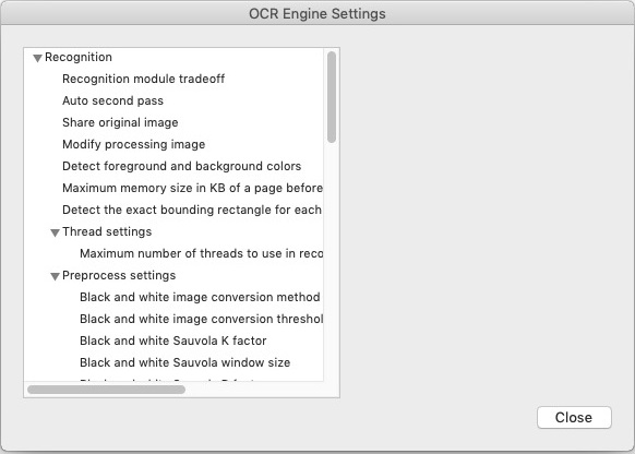 OCR App 3.4 : OCR Engine Settings