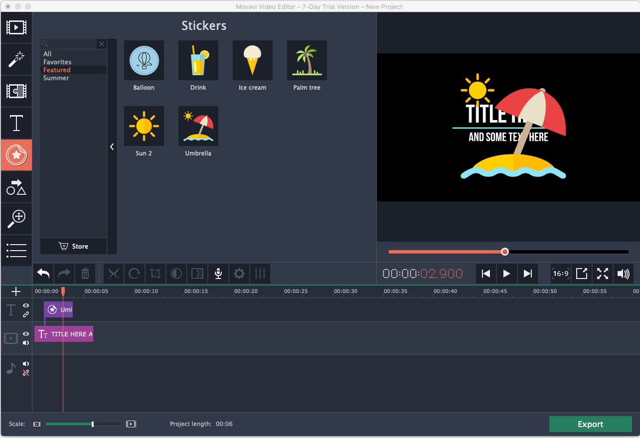 Movavi Video Editor 15.4 : Main Screen