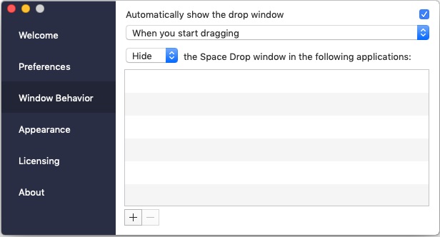 Space Drop 1.7 : Window Behavior