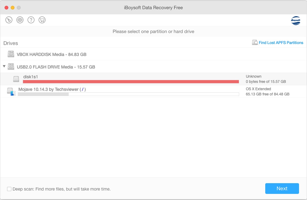 iBoysoft Data Recovery 2.8 : Select Drive