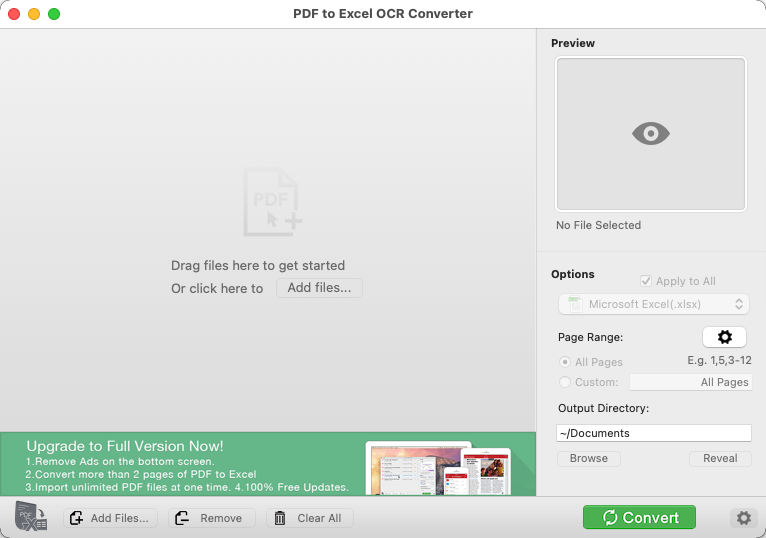 PDF to Excel OCR Converter 1.0 : Main Window
