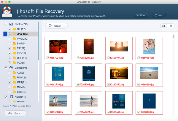Jihosoft File Recovery for Mac 2.5 : Main Window