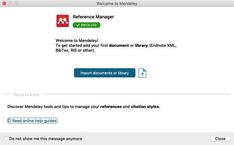 Mendeley Desktop 1.1 : Welcome Screen 