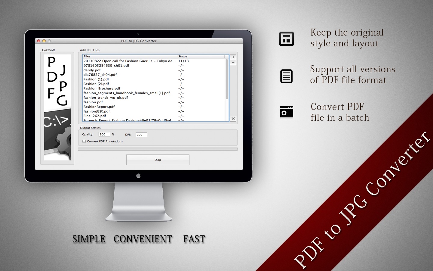 CokeSoft PDF to JPG Lite 1.7 : Main Window