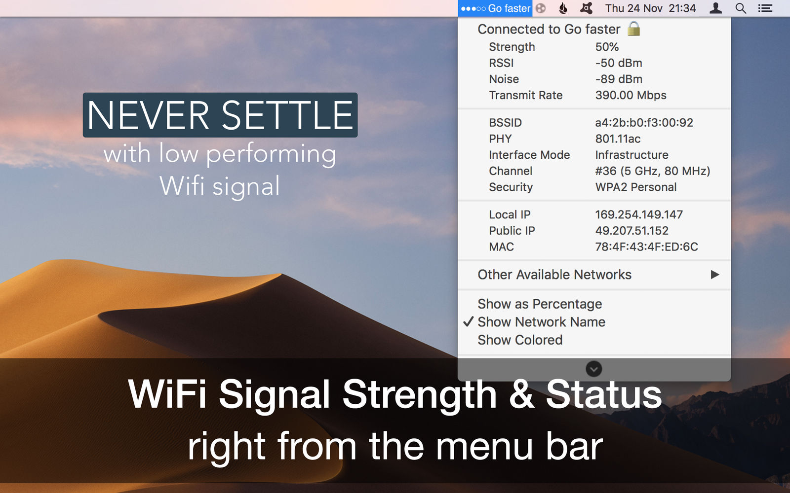 WiFi Signal Strength Explorer 1.7 : Main Window