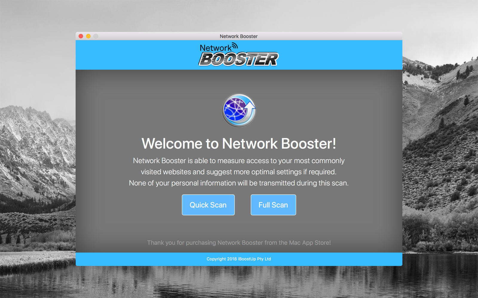 Network Booster 1.0 : Main Window