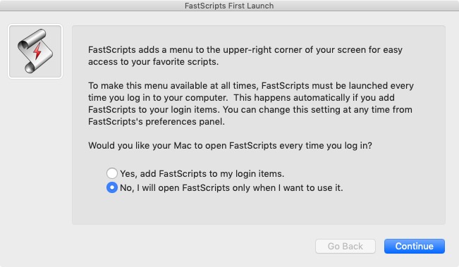 FastScripts 2.8 : Initial Configuration