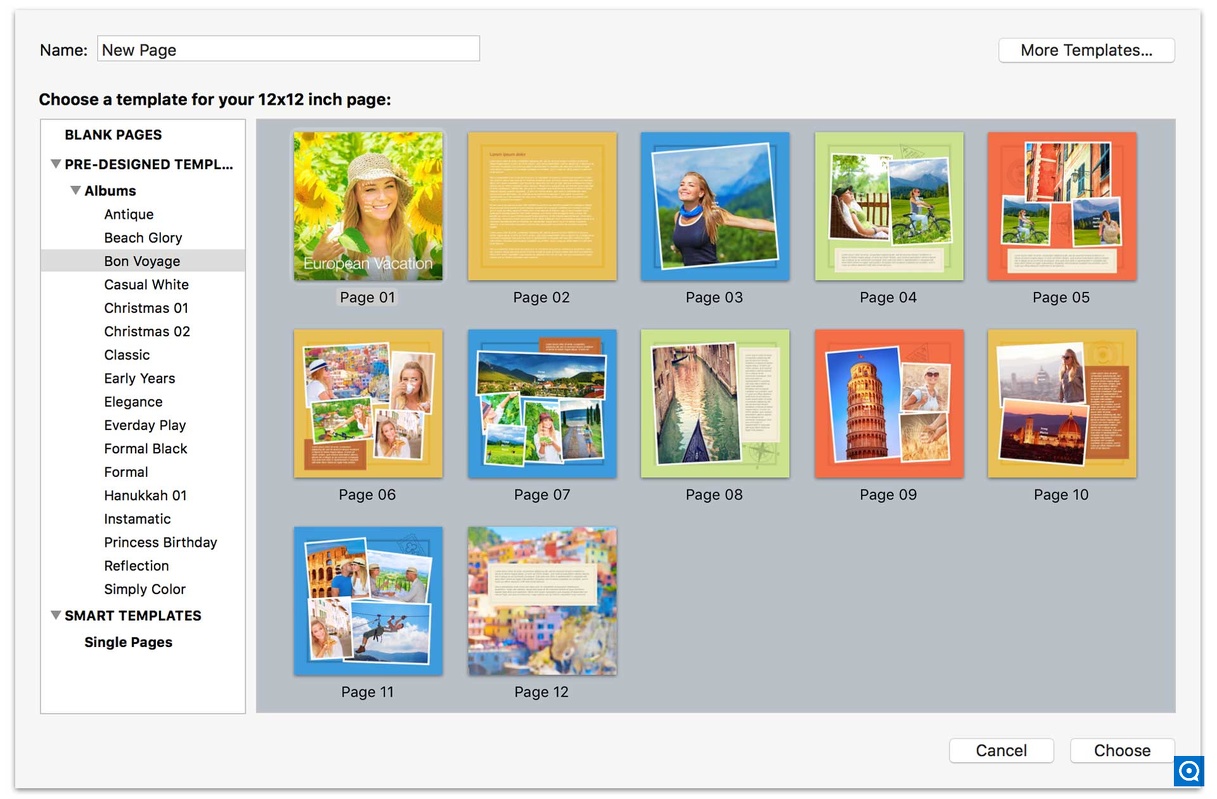 iScrapbook () 7.0 : Template Chooser screenshot