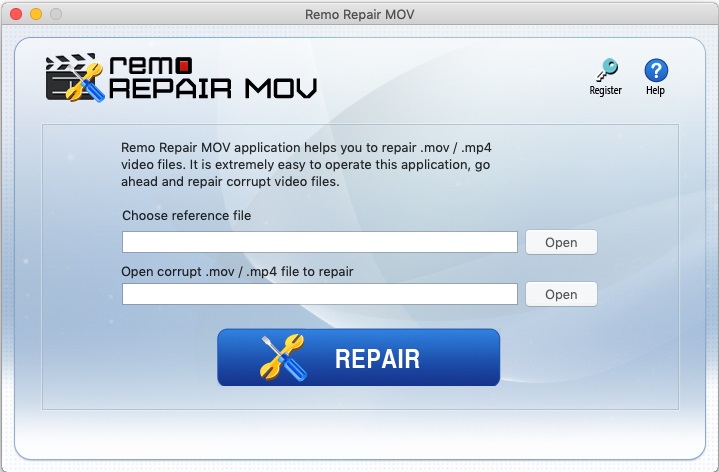 Remo Repair MOV 2.1 : Main Screen