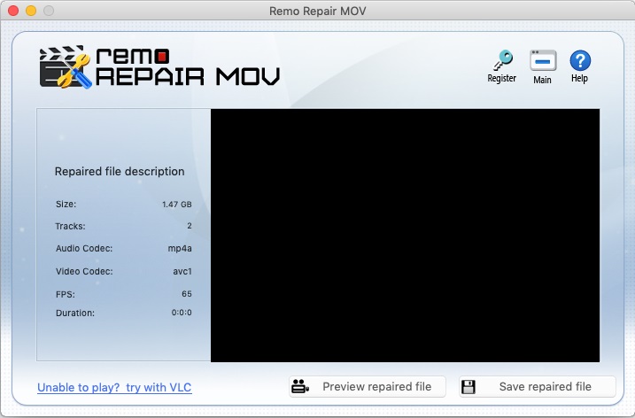 Remo Repair MOV 2.1 : Previewing Video